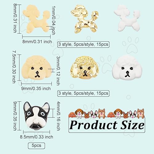 Miniatura 2 de OLYCRAFT 35 piezas de cabujones de resina con temática de perro, cabujón de resina animal, cabujones de resina con parte trasera plana 3D, mini