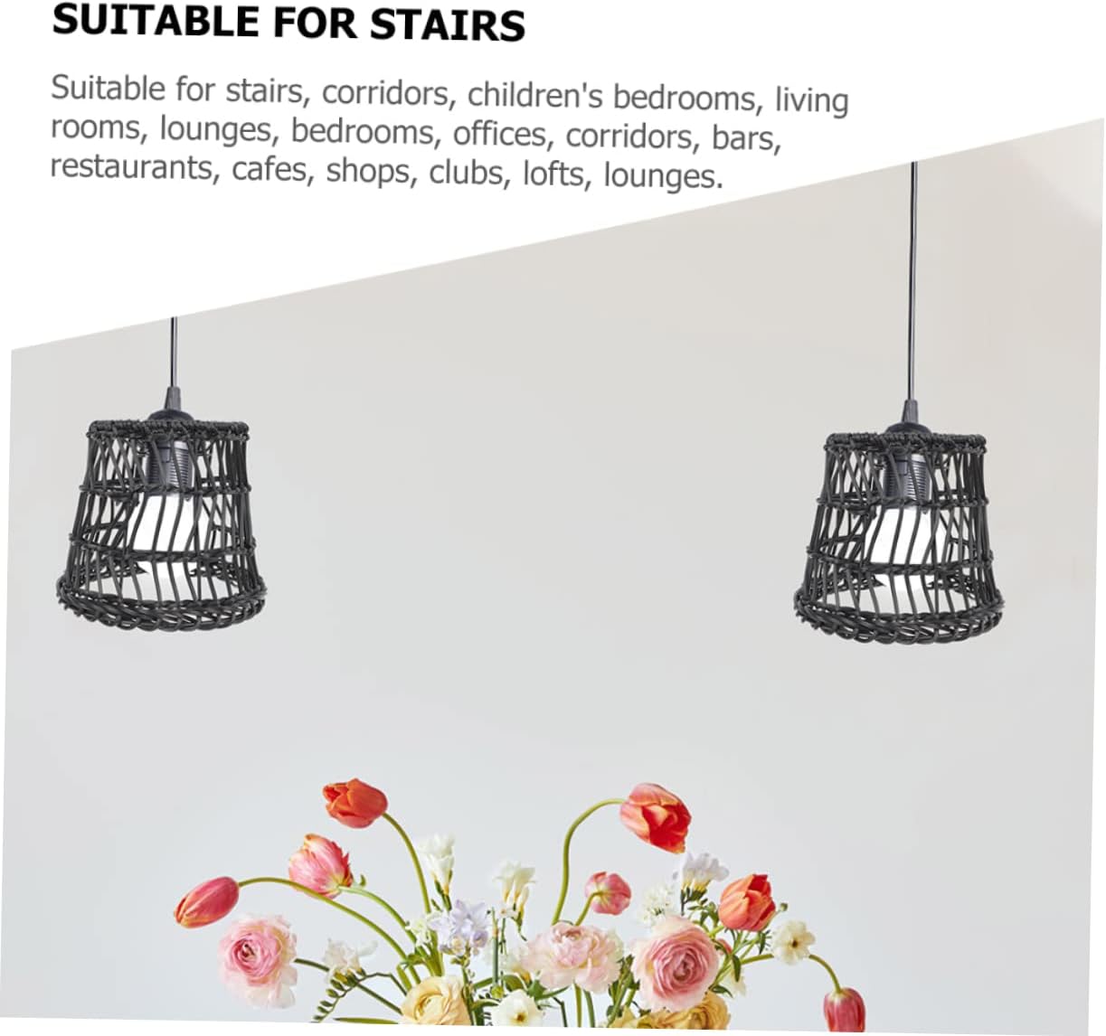 2pcs Woven Lamp Covers Rustic Style Ceiling Light Shade for Home Decor Decorative Lampshade Tea and Room and Dining Area