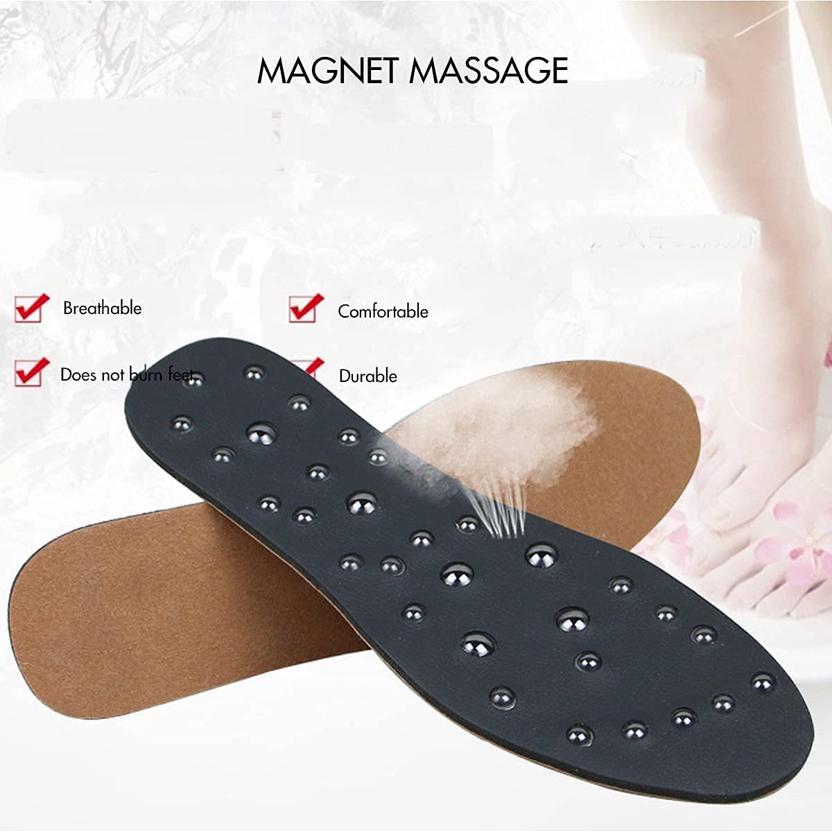 Plantillas magnéticas para zapatos, plantillas de masaje de acupresión, plantillas magnéticas con alivio del dolor, fascitis plantar, fatiga reducida, para hombres y mujeres