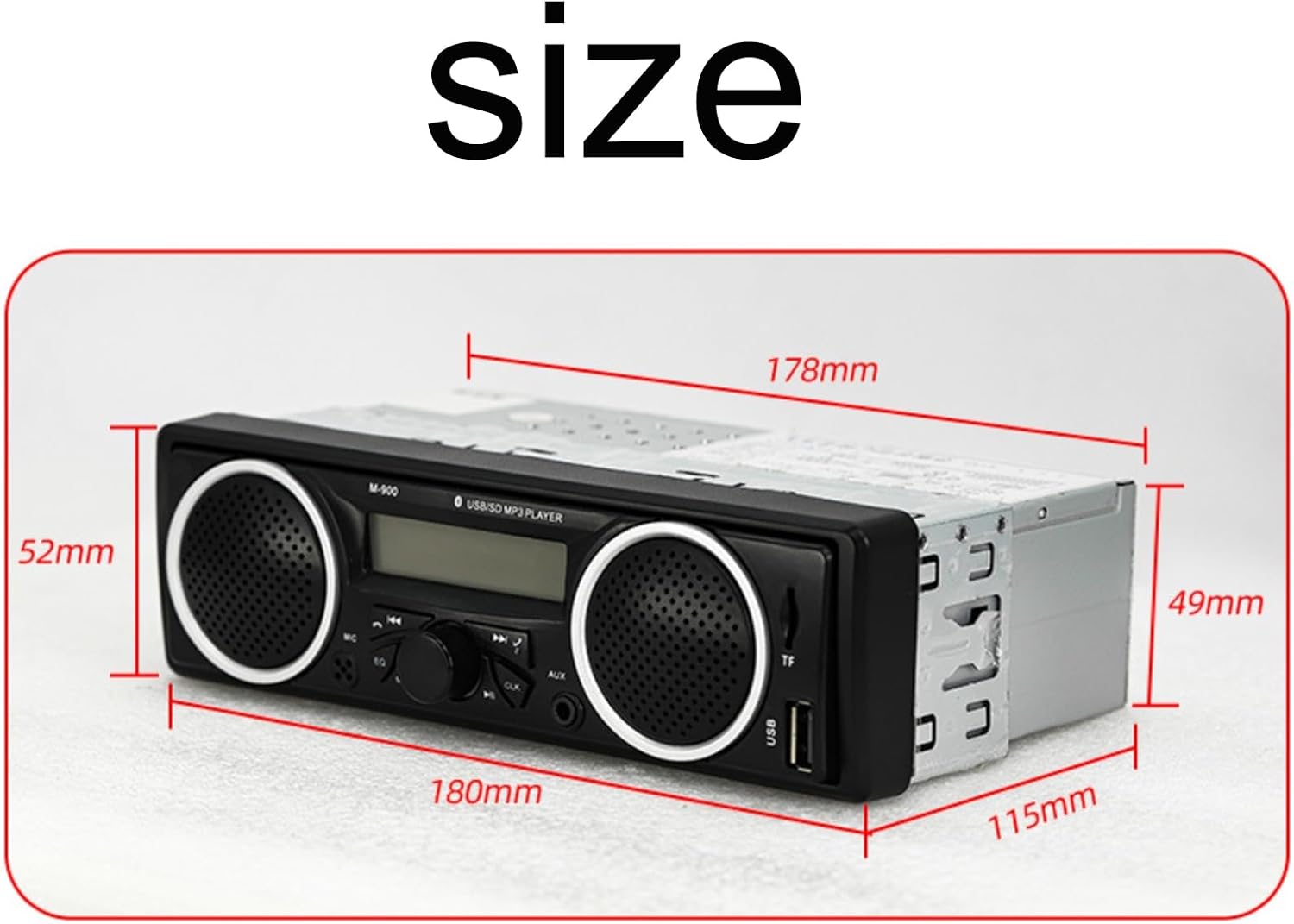 Single Din Car Stereo Bluetooth,1 Din 12V-24V Car Radio with Two Built-in Speakers, Car FM Audio Multimedia Player with USB AUX-in TF Card Port