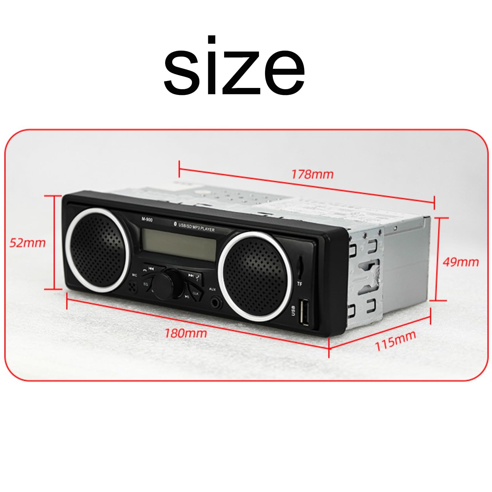 Samochodowe radio Bluetooth 1 Din 12V-24V z dwoma wbudowanymi głośnikami | Samochodowe stereo samochodowy odtwarzacz multimedialny FM z portem USB AUX-in na kartę TF Auto radio