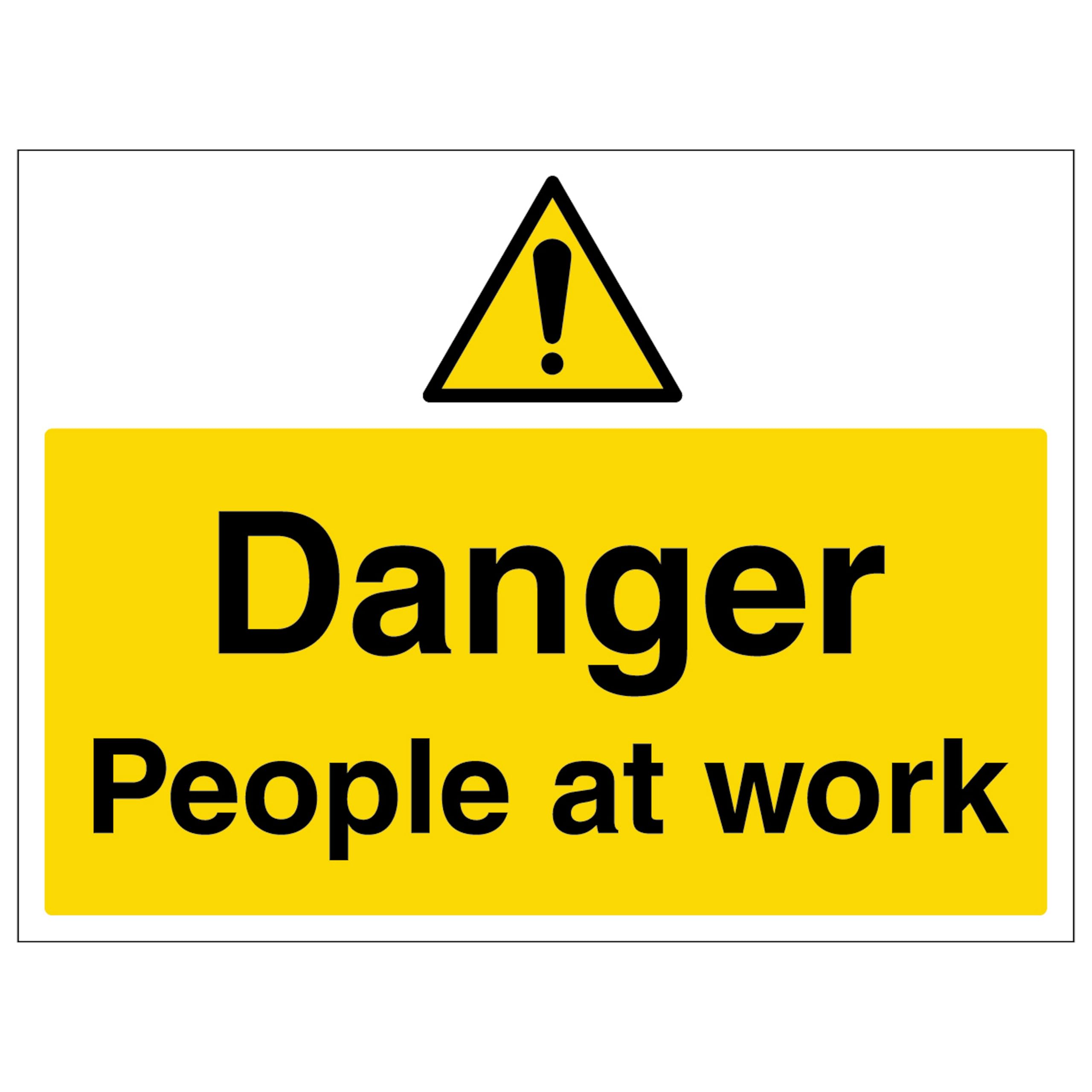 V Safety Danger People At Work - Large Landscape 400 x 300 mm - 2mm Rigid Plastic Safety Sign