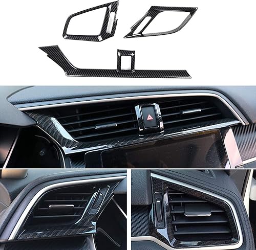 BOYUER 3 unids ABS Control Central Salida de Aire Salida Decoración Cubierta Trim Adhesivo Para Honda Civic 2016 2017 2018 2019 2020 (Rojo)