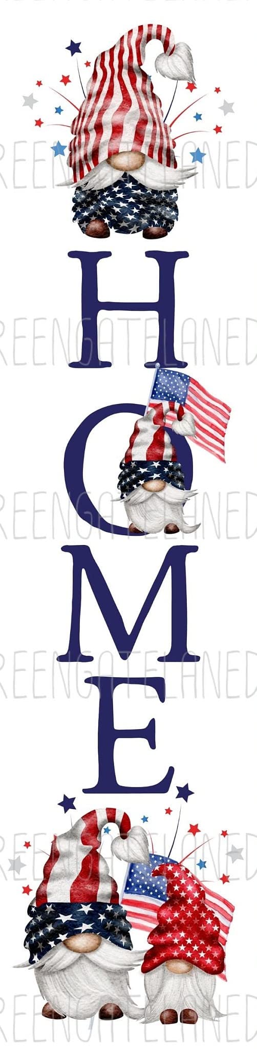 HOUVSSEN Independence Day 4th July Porch Sign, Patriotic Gnomes 4th July Leaner Board, Porch Metal Tin Signs & Sayings Home Decor Farmhouse 4x16 in