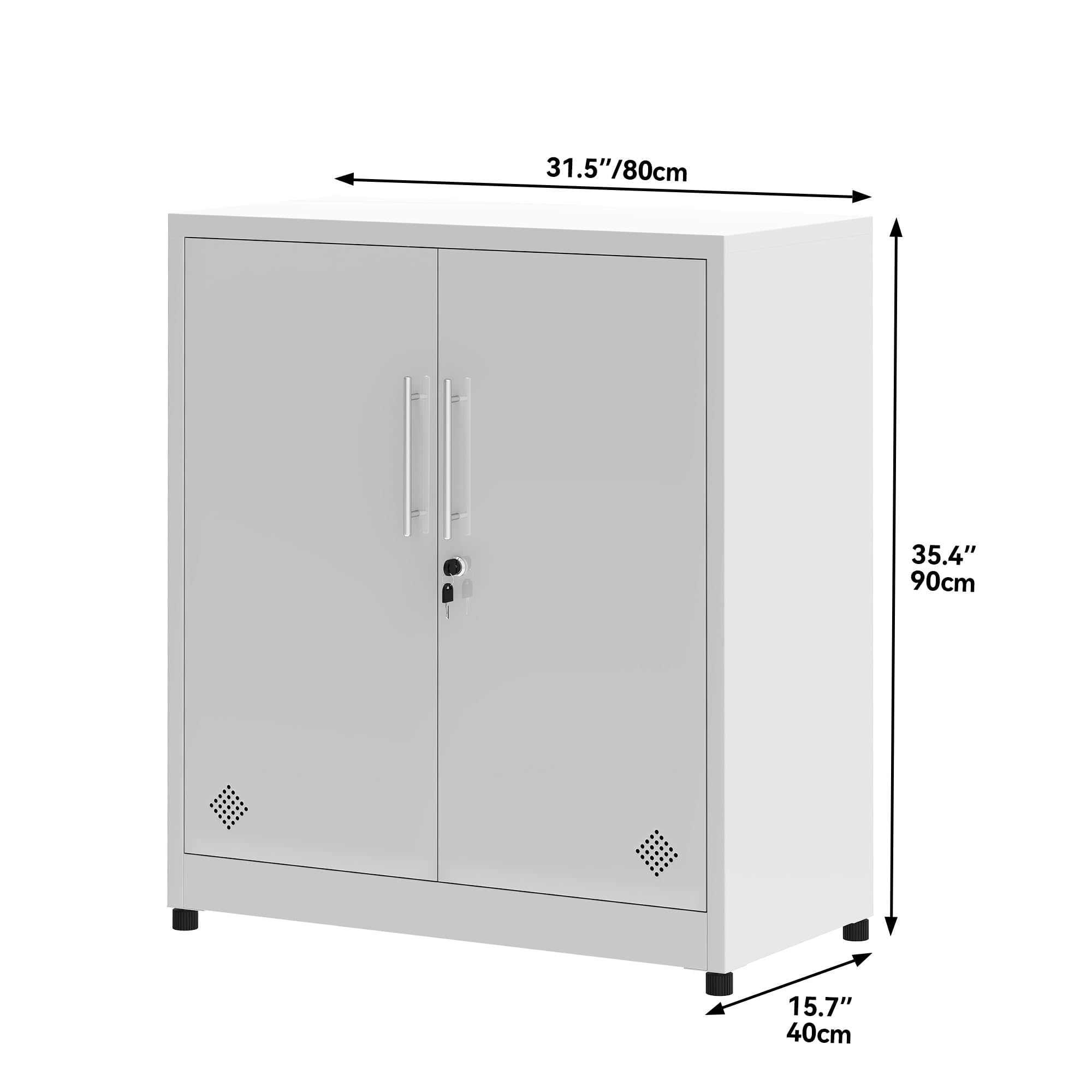 DWVO Armario de Almacenamiento de Metal de 2 Puertas, archivadores con Cerradura con estantes Ajustables y 2 Llaves, archivador Vertical, Armario de Almacenamiento para Oficina, baño u hogar, Color
