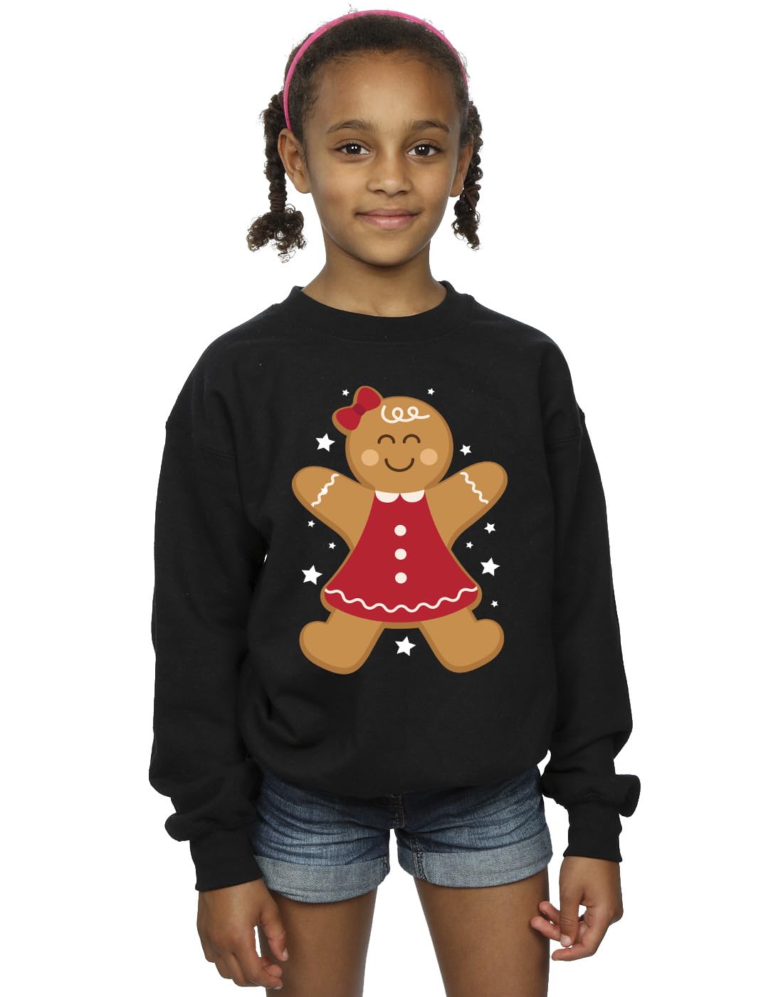 Absolute Cult Christmas Girls Gingerbread Girl Sweatshirt Black 9-11 Years