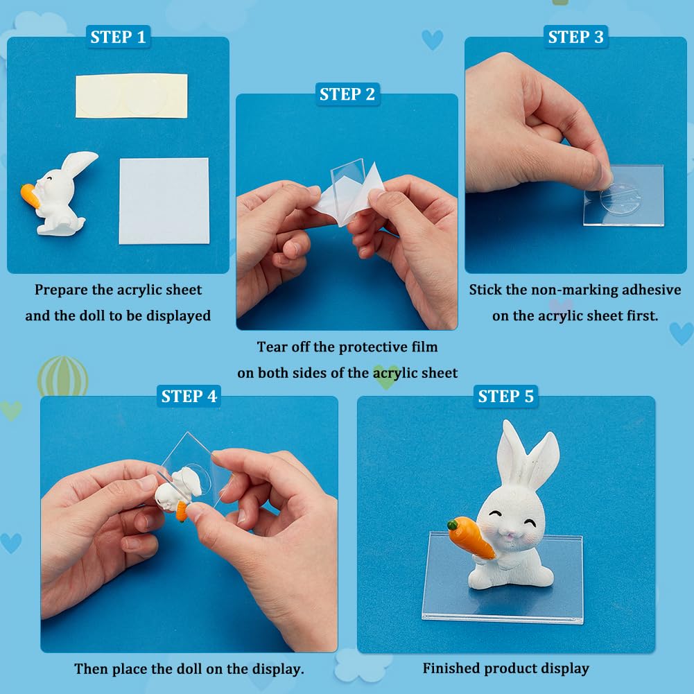 FINGERINSPIRE 20Pcs 4x4cm Clear Square Miniature Bases Acrylic Model ...