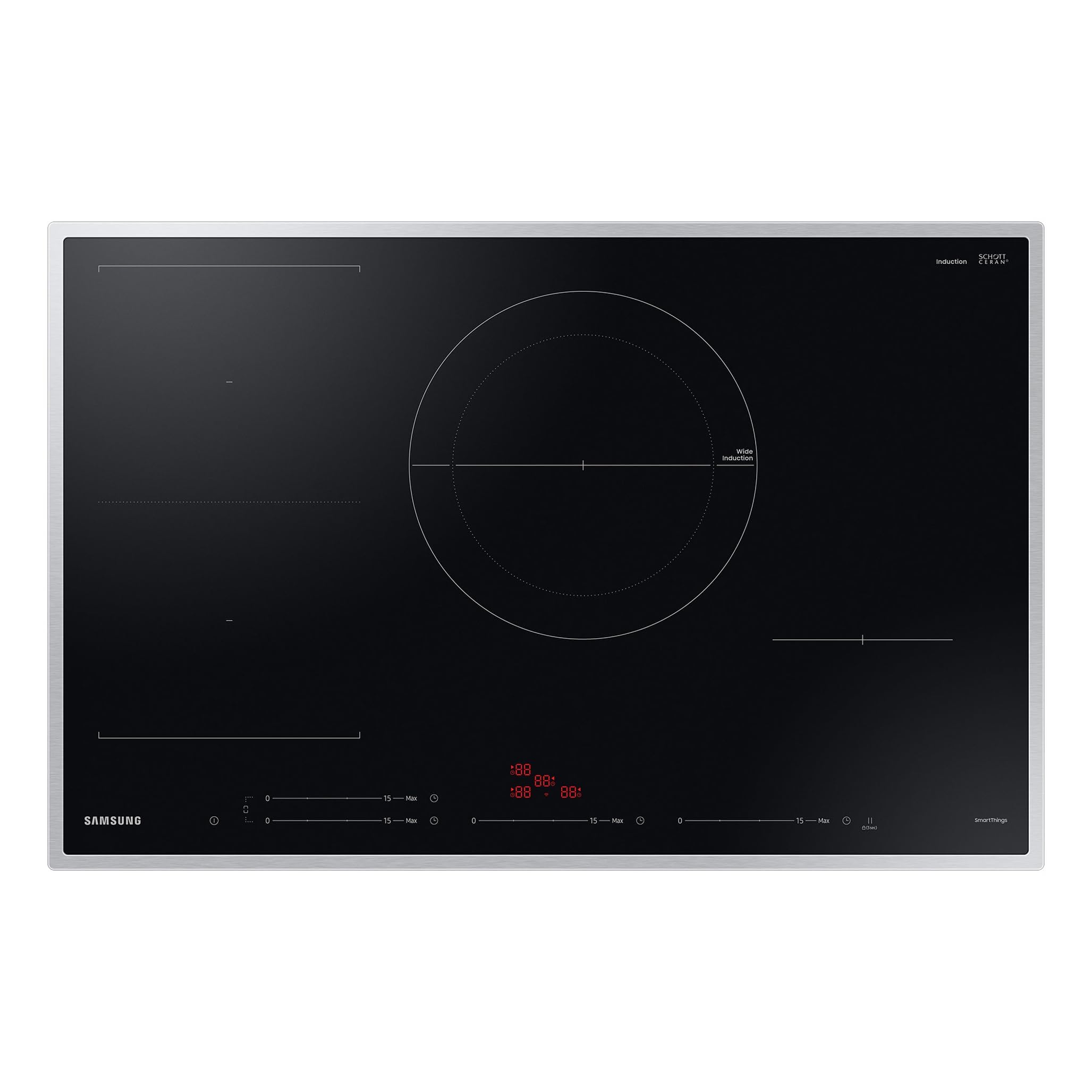 Samsung Autarkes Induktionskochfeld, 80 cm große Herdplatte, Slim Fit, Sensortasten mit Slider, Wi-Fi-Steuerung, Flex Zone, NZ84C5047HK/U1