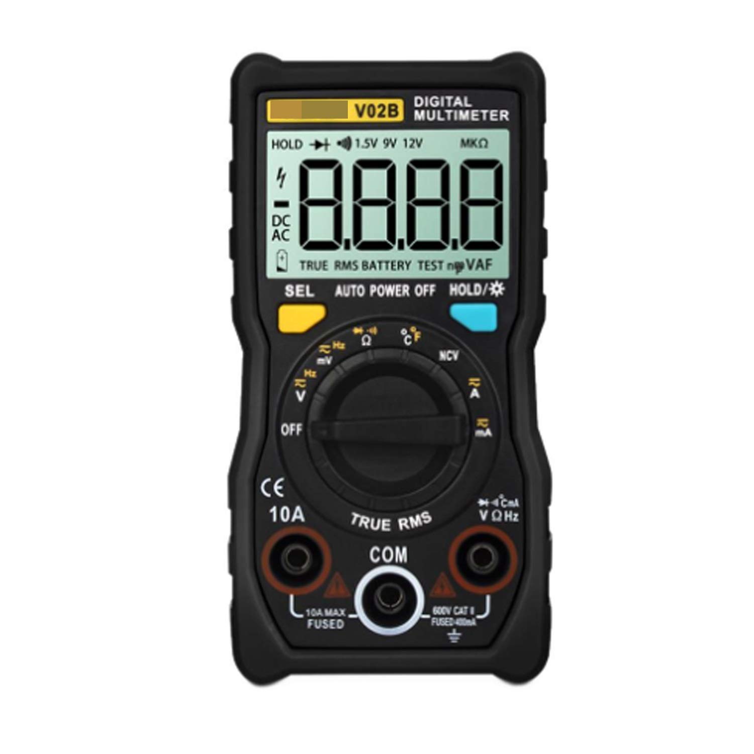 Multimeter V02B Digital-Multimeter hochpräzise automatische Bereich Batteriebetriebene Multimeter mit Hintergrundbeleuchtung Große ScreenLCD Anzeige Für Home Tools, Automotive
