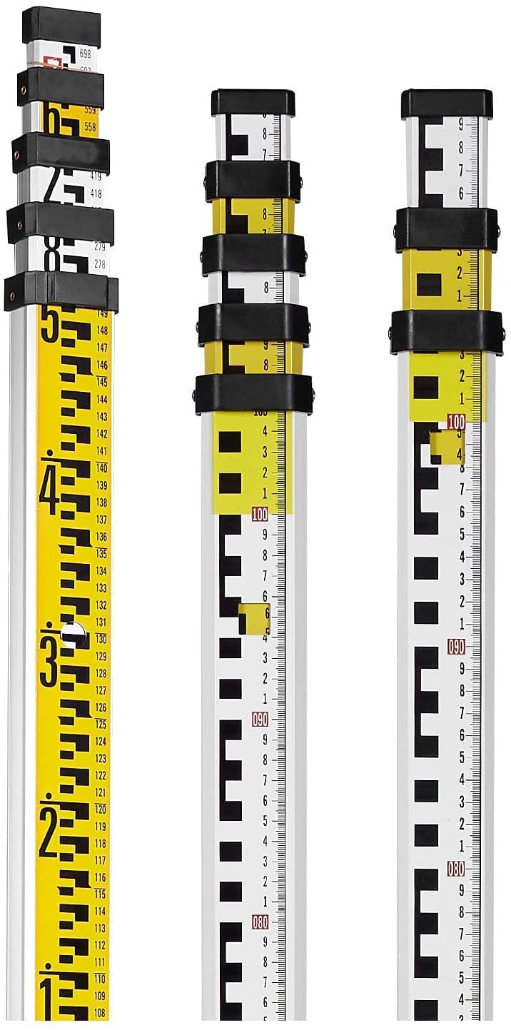 Firecore Mire Telescopique, Canne Telescopique Laser, tige telescopique pour laser, nivellement télescopique Hauteur (max.)5m (2 Graduations (mm/cm), Avec Niveau & Coulisseau,sac de rangement)-FLR500A