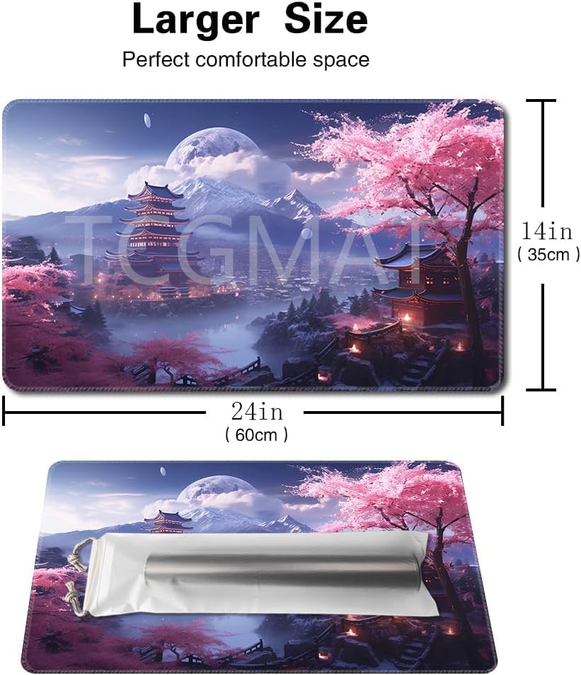 TCGMAT MTG Play Mat with Non-Slip Backing, Ideal for Card Game Lovers (Cherry Blossom Rain, No Deck) - Image 2