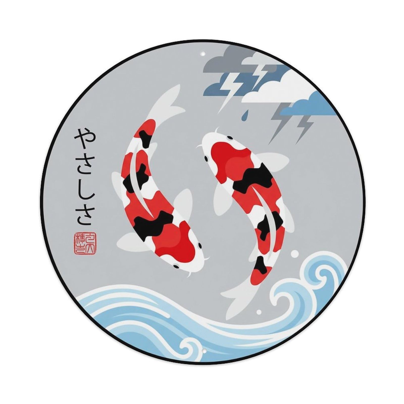 Odgynaw 8X8inch(20X20cm) Vintage Koi Fish Japanese Ornamental Metal Tin Sign