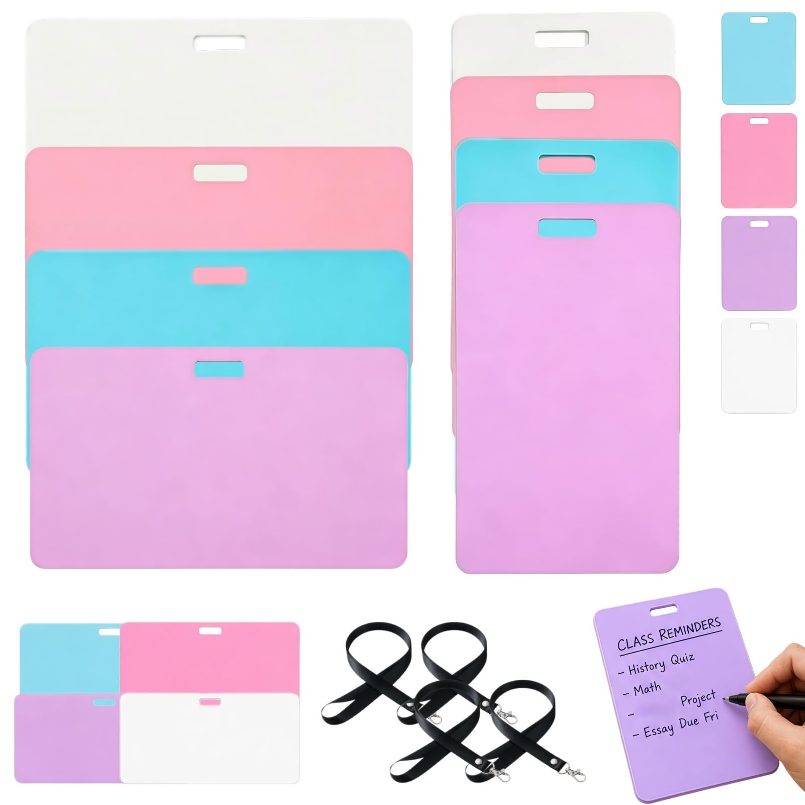 Erasable Badge Sticky Notes, Erasable Badge Note, Reusable Silicone Notepad, Mini Whiteboard for ID, Vertical and Horizontal Pads for Quick Reminders During Daily Shifts ((All) A+B)