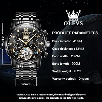 OLEVS Men's Automatic Watch Self-Winding Skeleton Tourbillon Luxury Diamond Business Dress Date Wrist Watch Men Waterproof Luminous