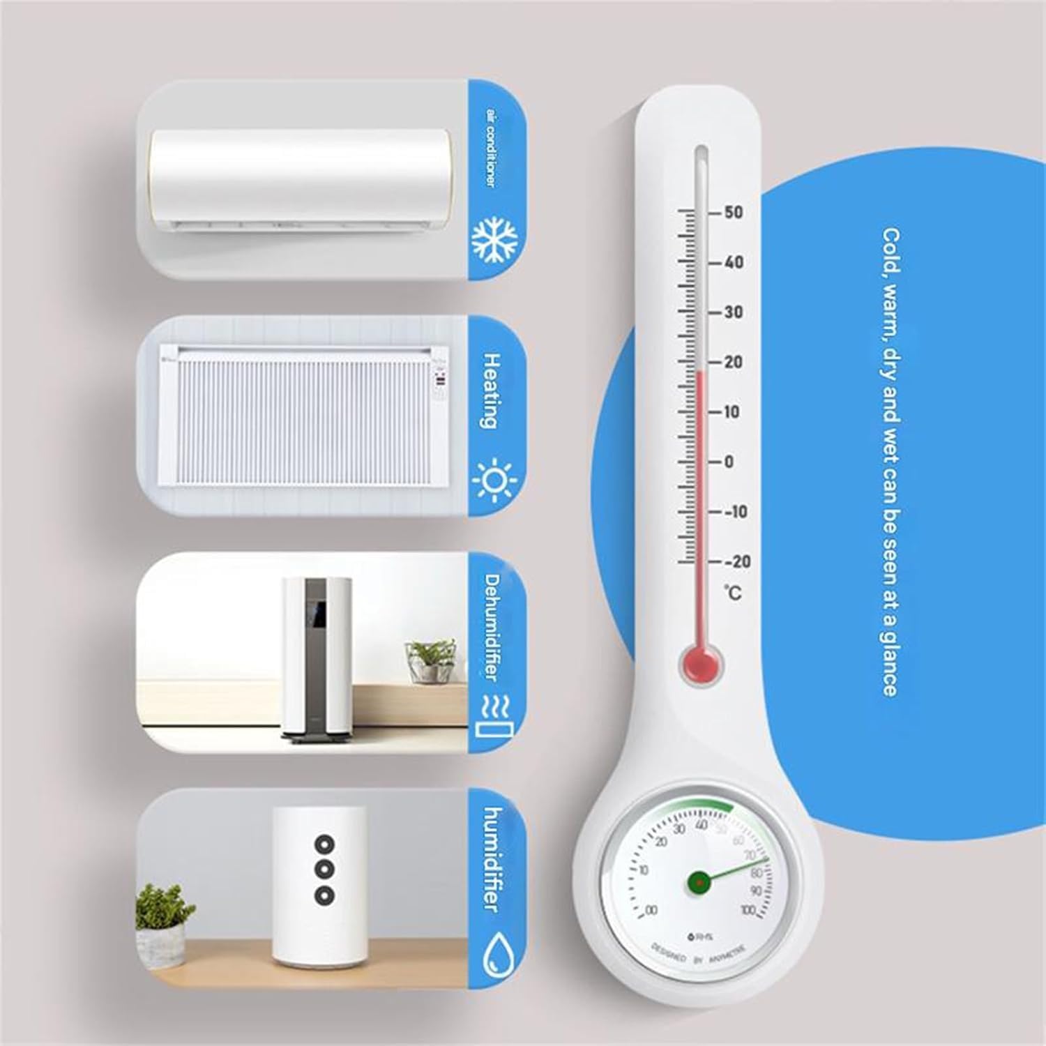 Medidor de Humedad for Uso Interior y Exterior Termómetro Higrómetro Humedad for el hogar, terraza, jardín, Garaje, sótano Sauna de Vapor Interior Resistente a la Intemperie y fácil de Leer