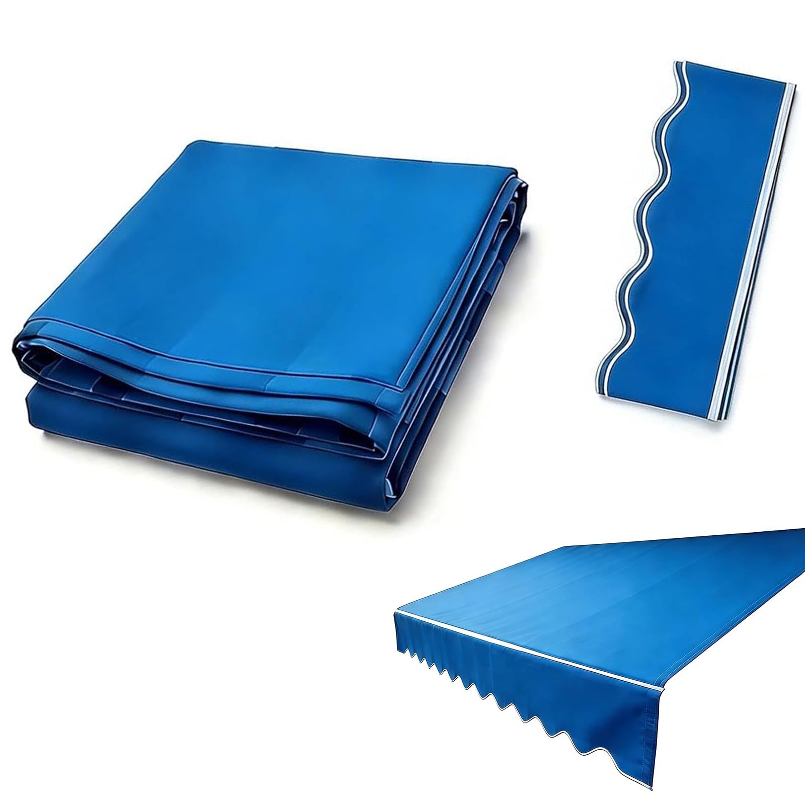 ROFBIHG Retractable Awning Replacement Fabric, Polyester Fabric Sun Shade Awning Cover, Outdoor Retractable Sunshade Cover Replacement Canvas for Patio Awning (Fabric Only)(Blue,4.5x2m(14.7x6.5ft))