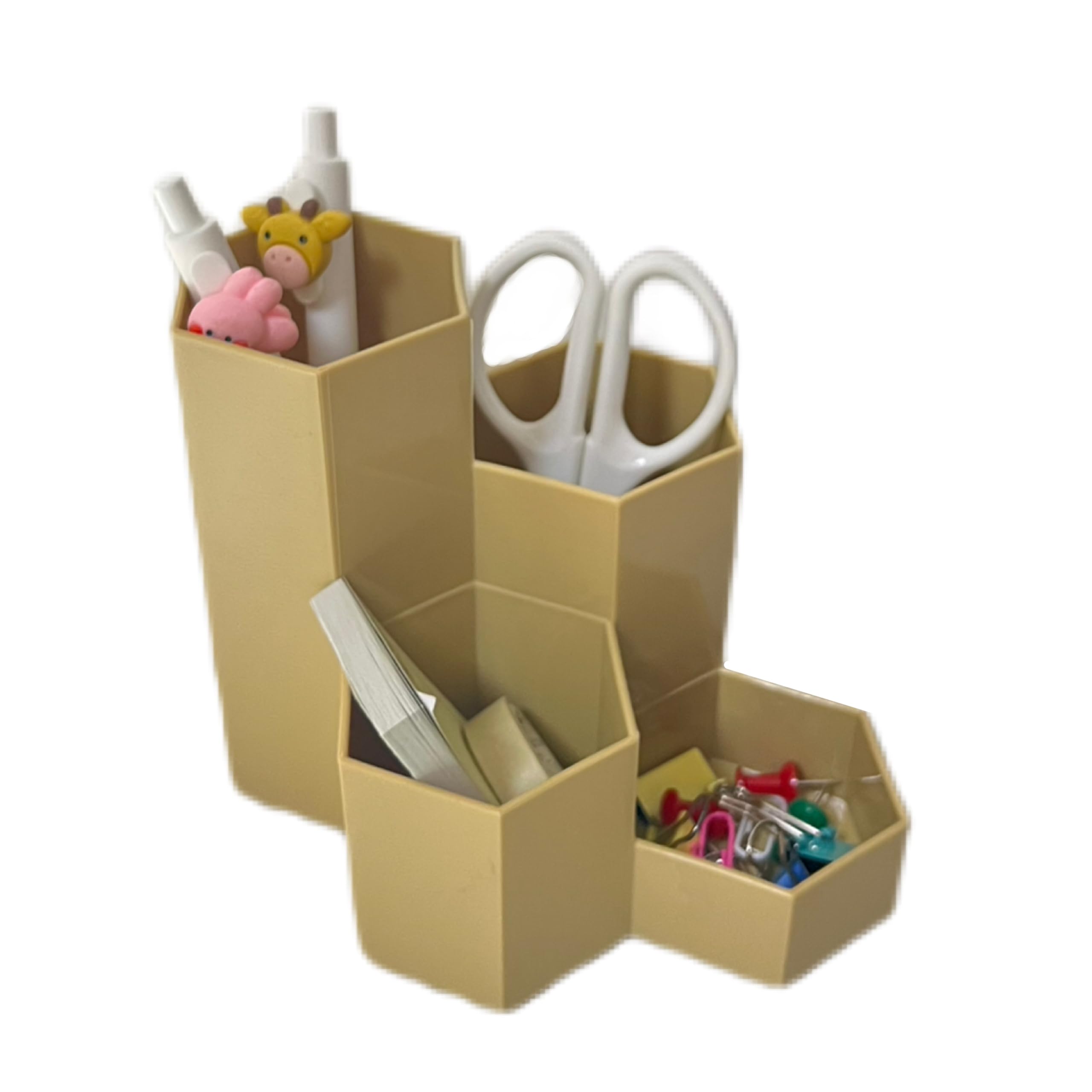 Pencil Organizer Pen Holder for Desk Pens Cup Small Desk Organizer Cute Pen Holder for Office,School and Home (Beige, L-Shape)
