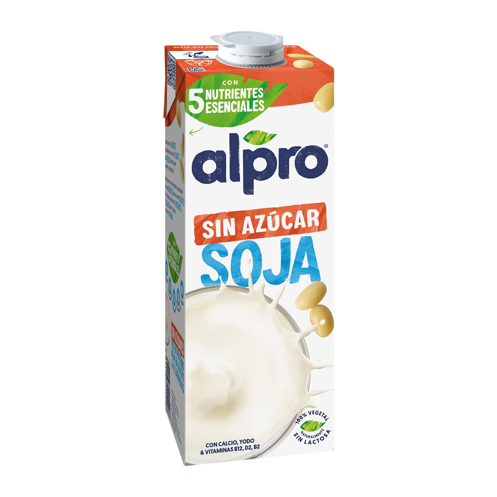 Alpro Napój sojowy, bez cukru, naturalny napój roślinny, wegański, 8 x 1 l
