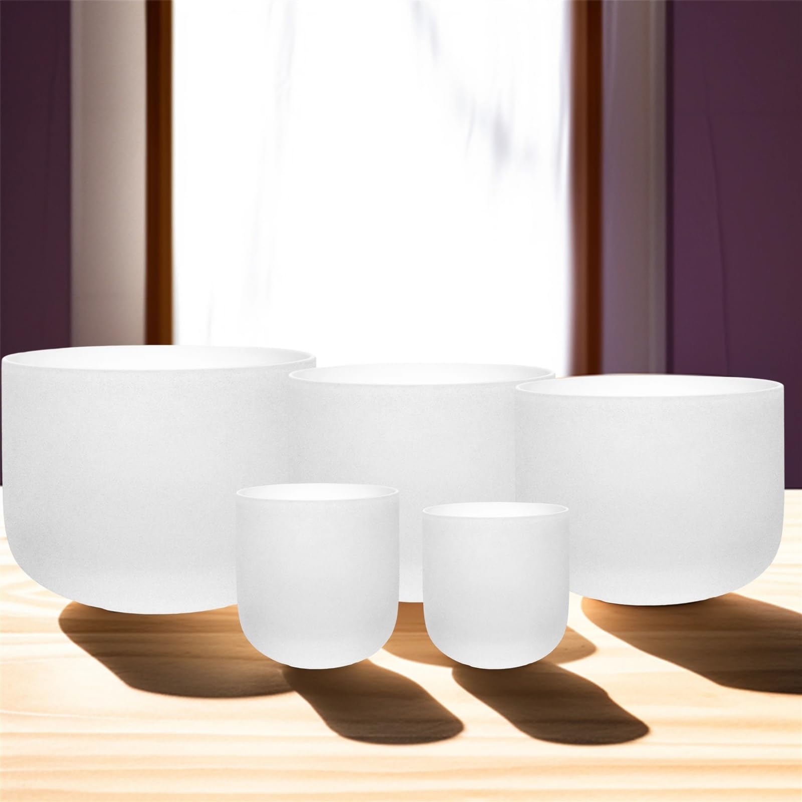 Klangschale Kristall Kristall-Klangschale, 15,2–30,5 cm, Yoga entspannt (C # D E F G #), 5-teiliges Set(440 hz)