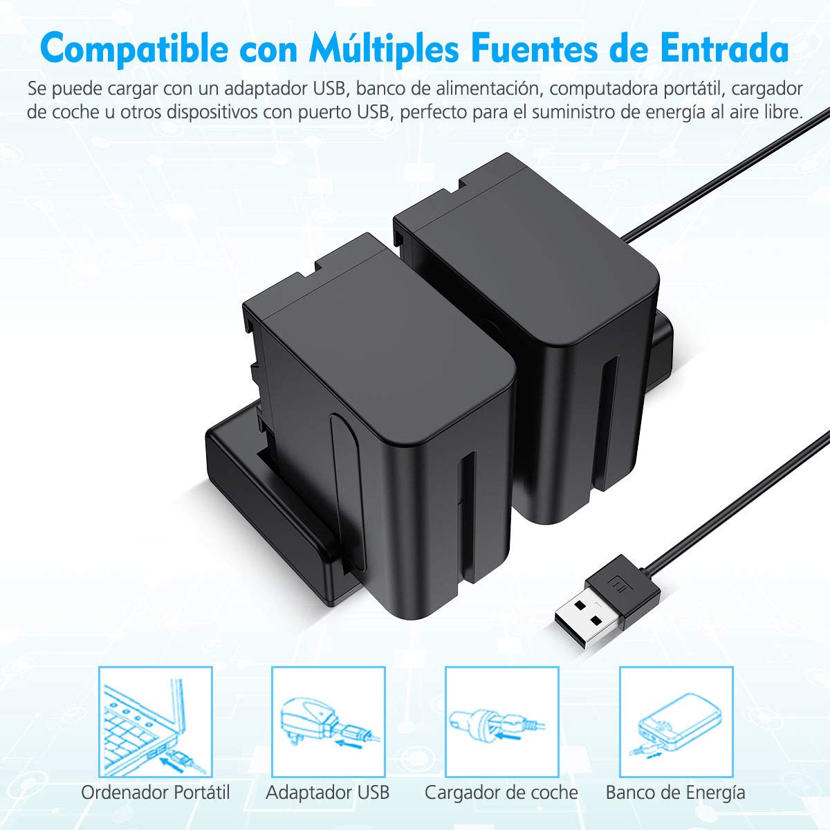 Powerextra 2 Baterías Reemplazo NP-F970 NP-F960 NP-F930 NP-F950 Cámara con Cargador 8800mAh DCR-VX2100 DSR-PD150 DSR-PD170 FDR-AX1 HDR-AX2000 HDR-FX1 HDR-FX7 HDR-FX1000 HVL-LBPB