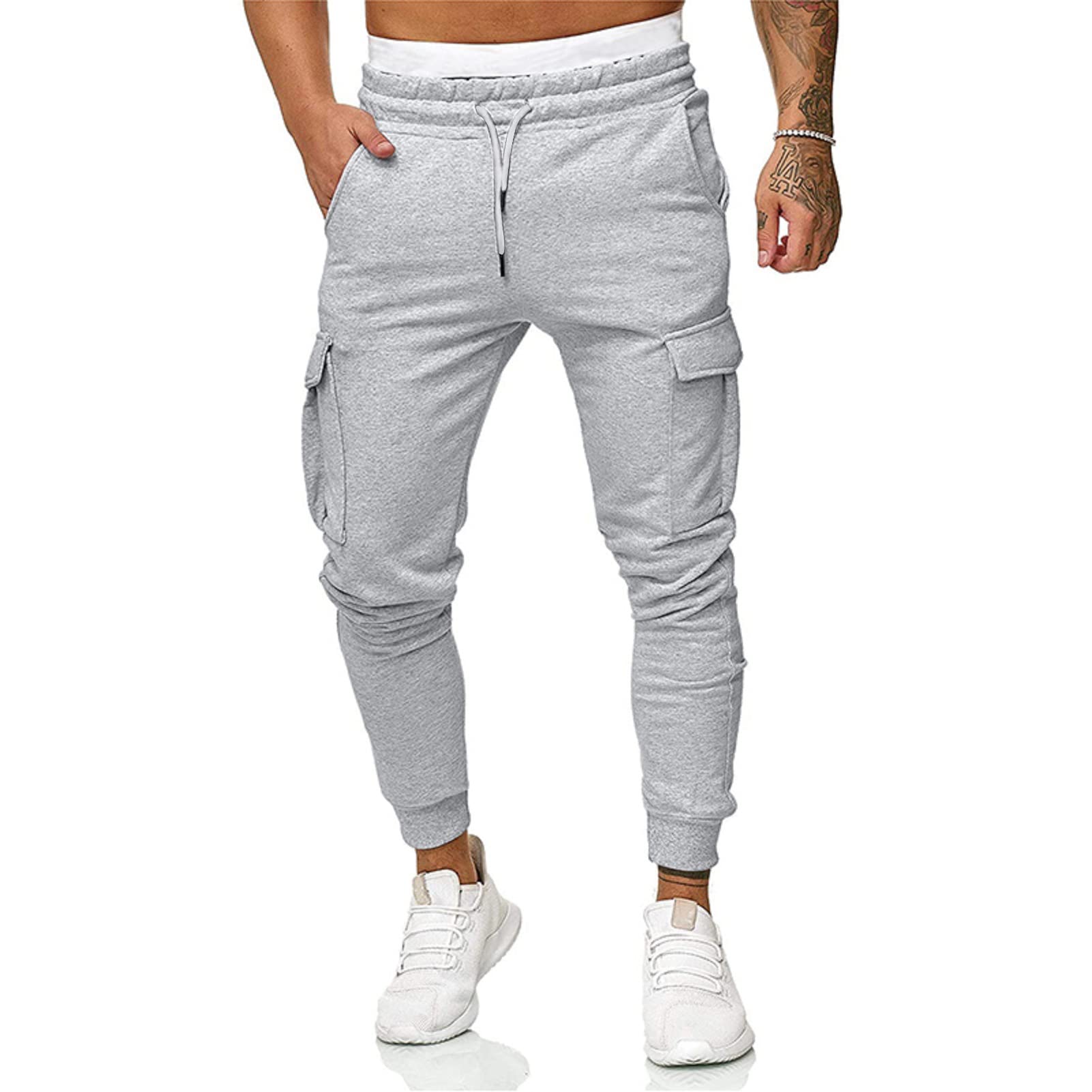 HalfwordMens Cargo Jogging Trousers Sweatpants Casual Slim Fit Gym Thin Sports Joggers Bottoms S-2XL