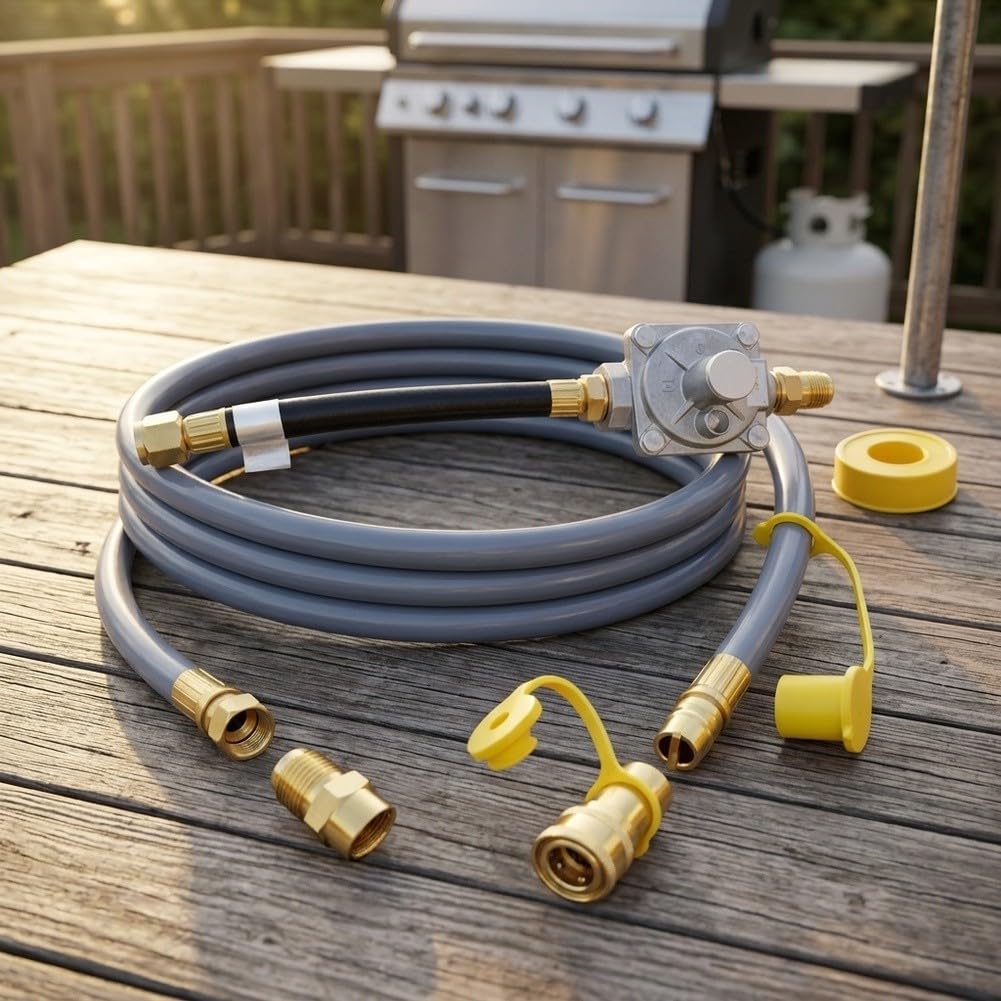 Fauhapyway Quick Connect Gasschlauch-Set, 3 m, mit Regler für Grill