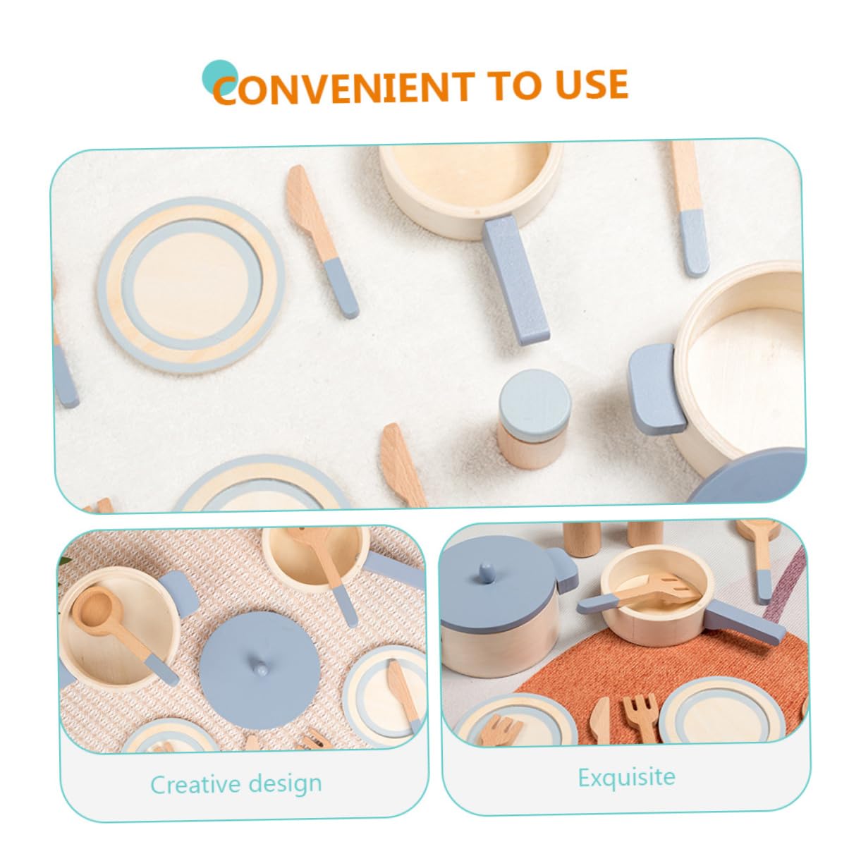 PartyKindom Cocina de Juguete de Madera para Niño Niña, Juego de Cocina Interactivo y Realista para Roles de Aprendizaje Temprano