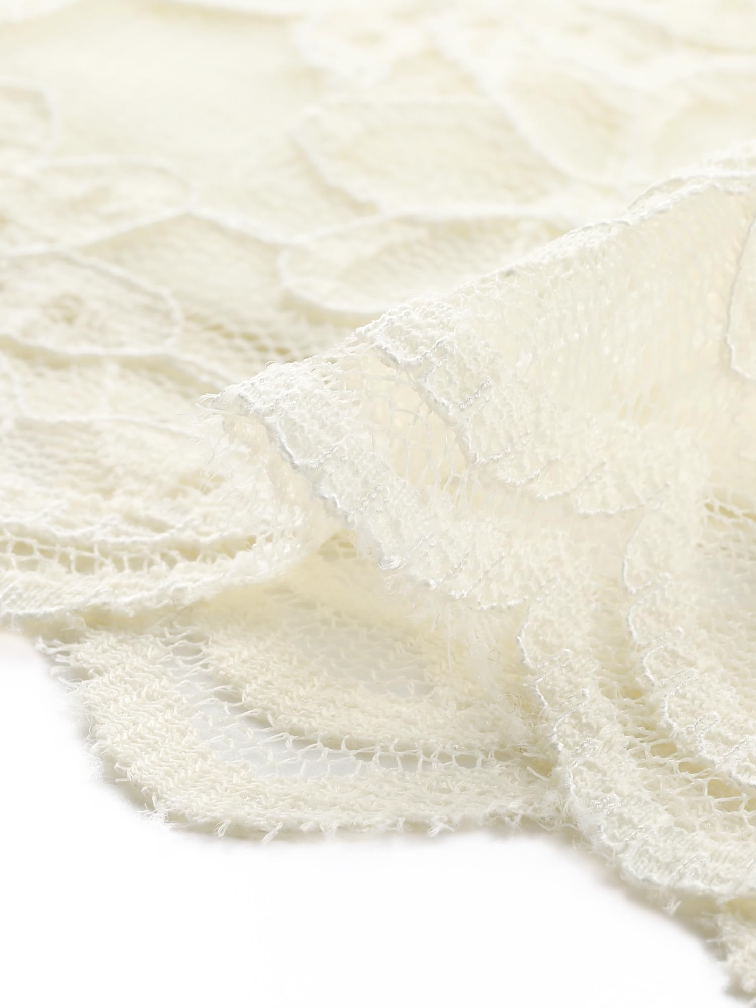 Allegra K Haut en dentelle florale pour femme, manches 3/4, col rond, décontracté, élégant, abricot, Taille XL