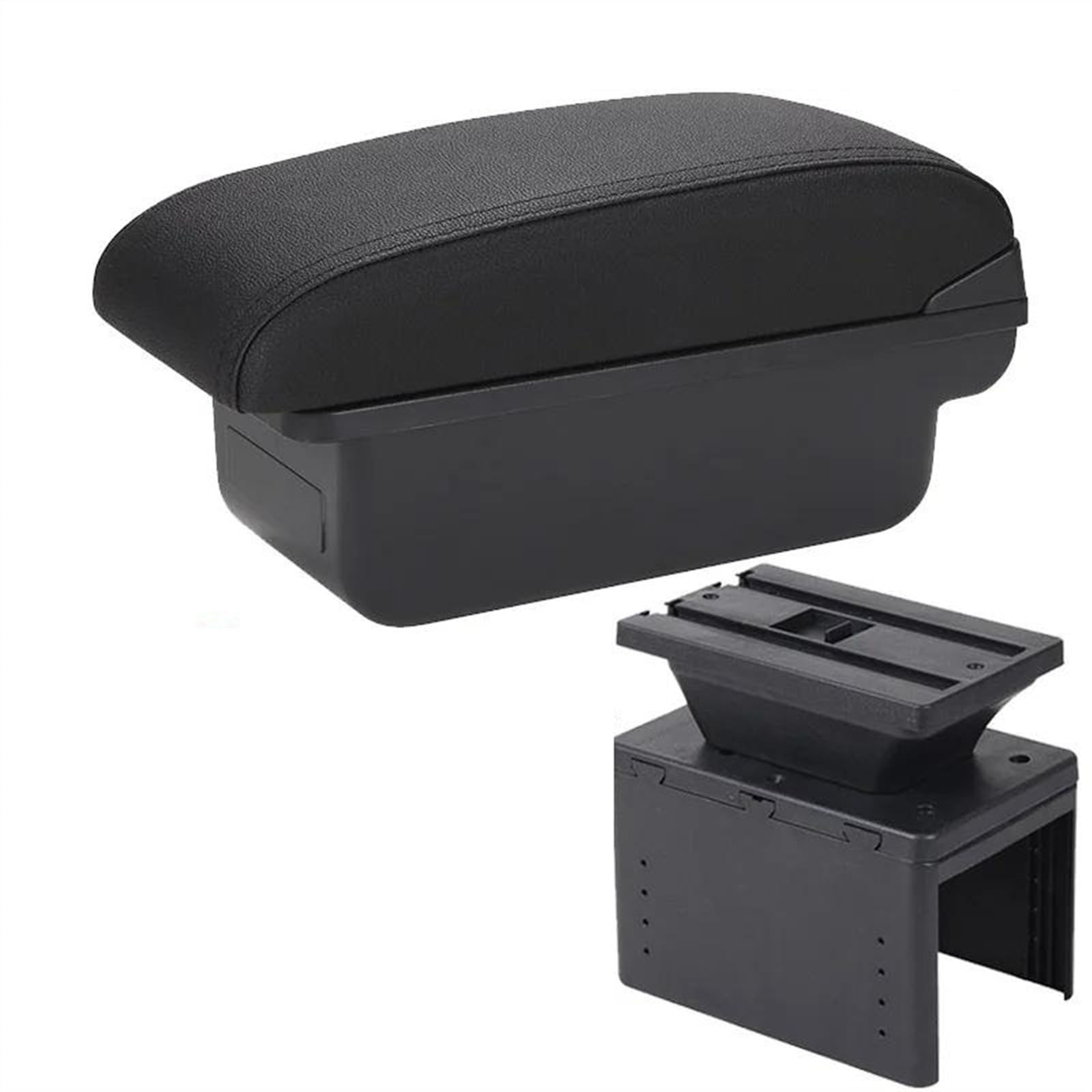 NOHEEU Armrest Box With Multifunctional Support PU Upholstered Car Interior Modification Accessories For Hyundai I20 2021 2022(C2 Black line NO USB)