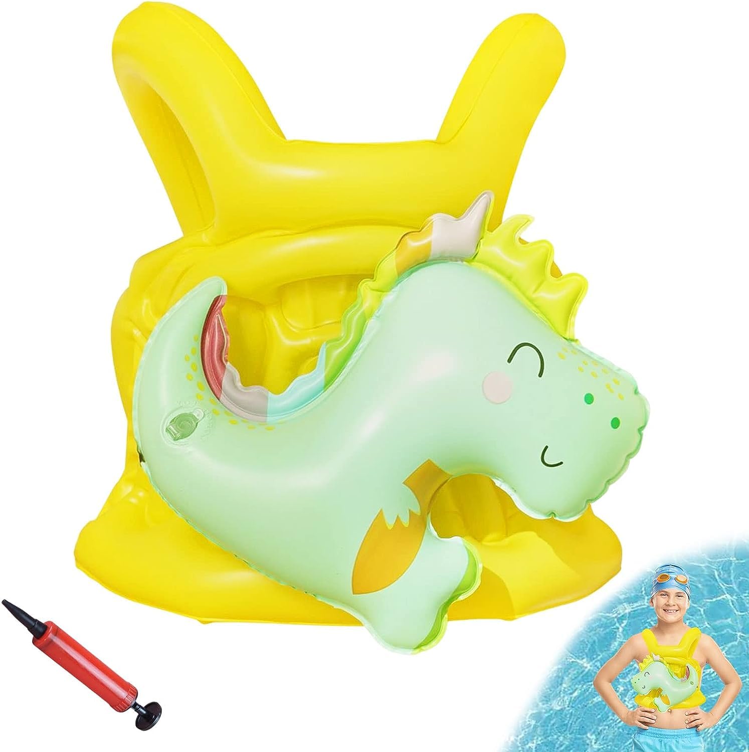 AzoneeSwim Vest for Kids Aid Swimming, Inflatable Vest with Secure Buckle, Kids Swim Vest for Girls and Boys 5-8 Year Old Beginner Learning Swimming Pool Beach