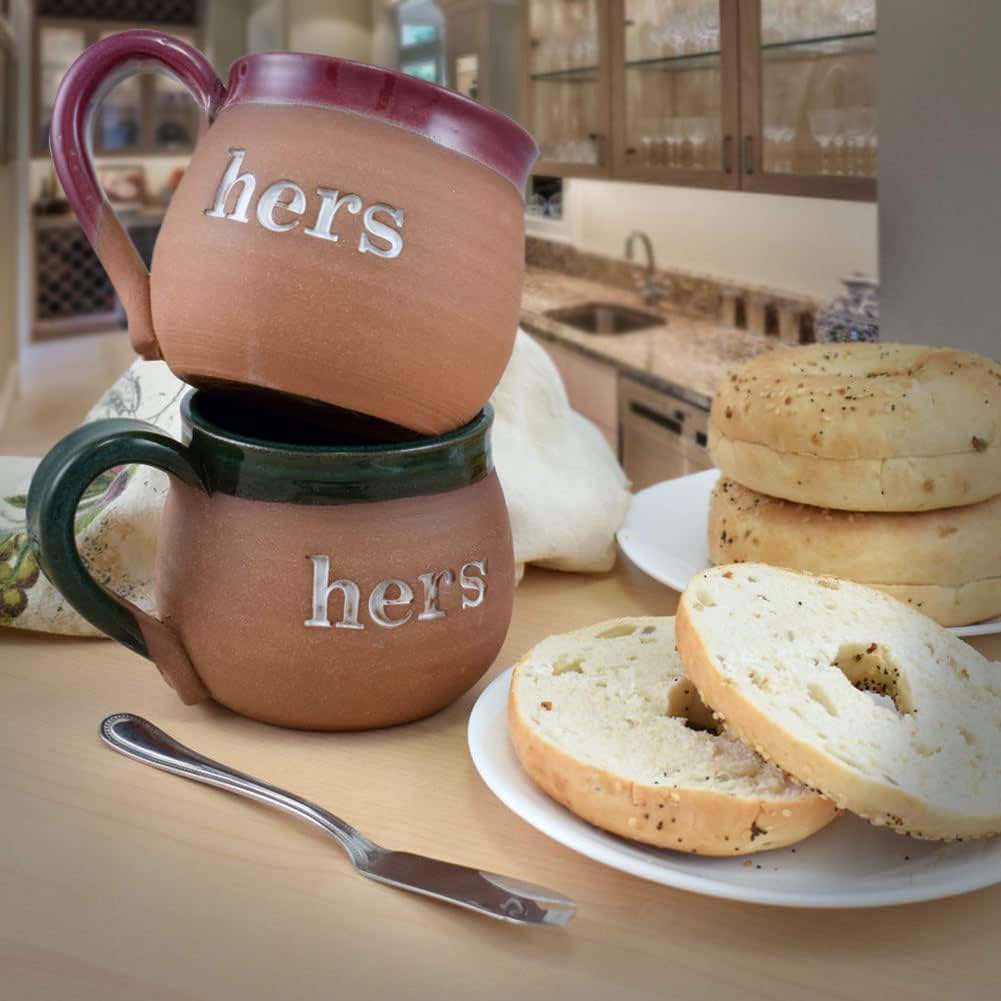 Hers and Hers Coffee Mugs, Set of 2, American Handmade Pottery, 16 oz.