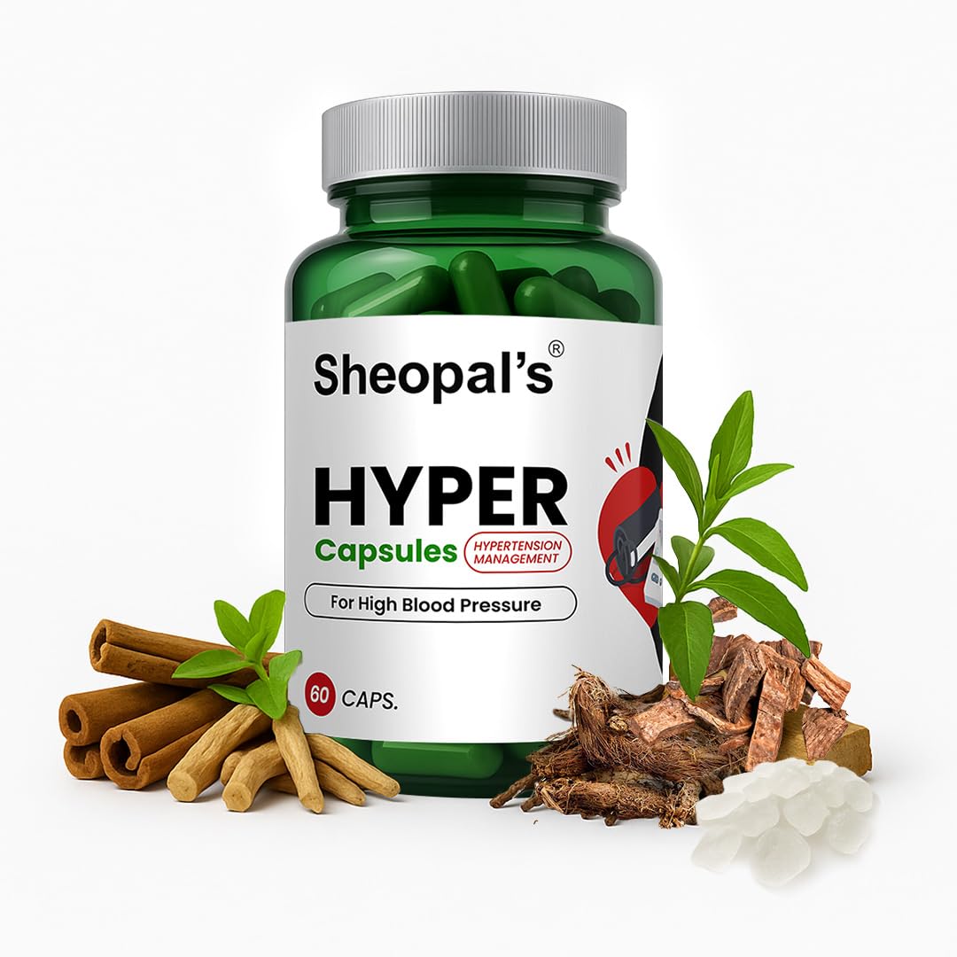 Sheopal’s Hyper Care Capsules | 100% Ayurvedic way to manage High Blood Pressure | Jatamansi, Brahmi, Arjuna, Ashwagandha & Sarpagandha | Helps in BP Levels, Tension and Sleep Quality | For Men & Women | 60 Capsules