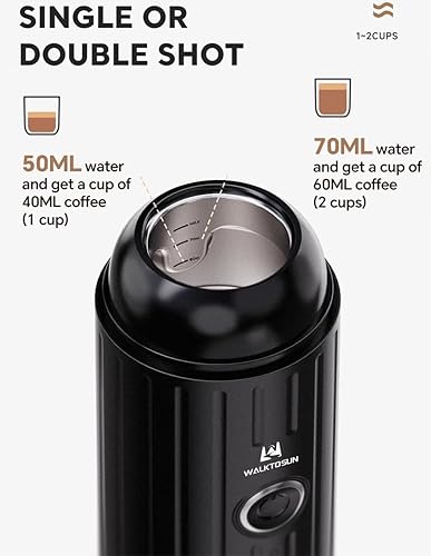 Miniatura 5 de Cafetera espresso portátil, cafetera eléctrica Expresso autocalentable, funciona con pilas, presión de 19 bares, cafetera con café molido y cápsula