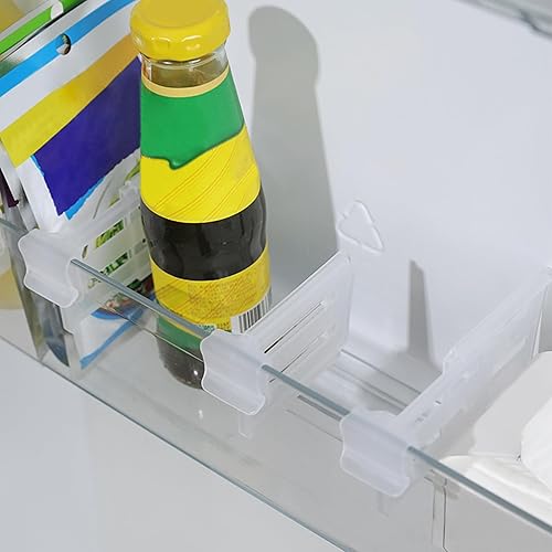 Miniatura 6 de Juego de 8 divisores transparentes ajustables para nevera, clip organizador retráctil para puerta de refrigerador, a presión sin expandir 3.1 x 1.9