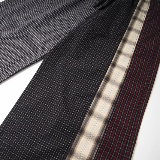 Men's Pants Spring Summer Plaid Patchwork Elastic Waist Wide Leg Casual Trouser for Men4