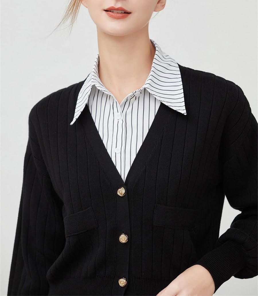GUZOSJO Blue Striped Detachable Collar Shirt,Dickey Half Blouse False Collar for Lady Girls Men - Image 2