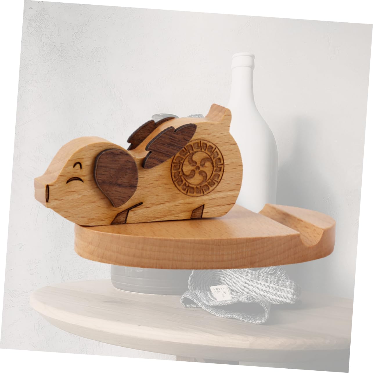Housoutil 3 Soportes De Madera para Teléfono con Forma De Pantalla Móvil Prácticos para Escritorio Hogar Oficina Dormitorio.