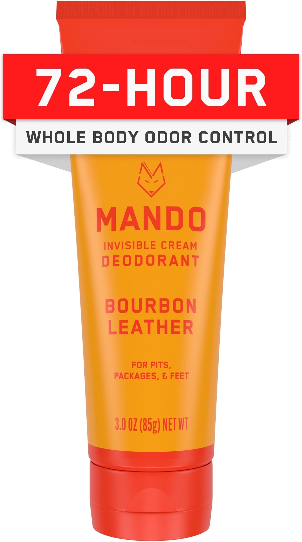 Whole Body Deodorant For Men - Invisible Cream - 72 Hour Odor Control - Aluminum Free, Baking Soda Free, Skin Safe - 3 Ounce Tube (Bourbon Leather)