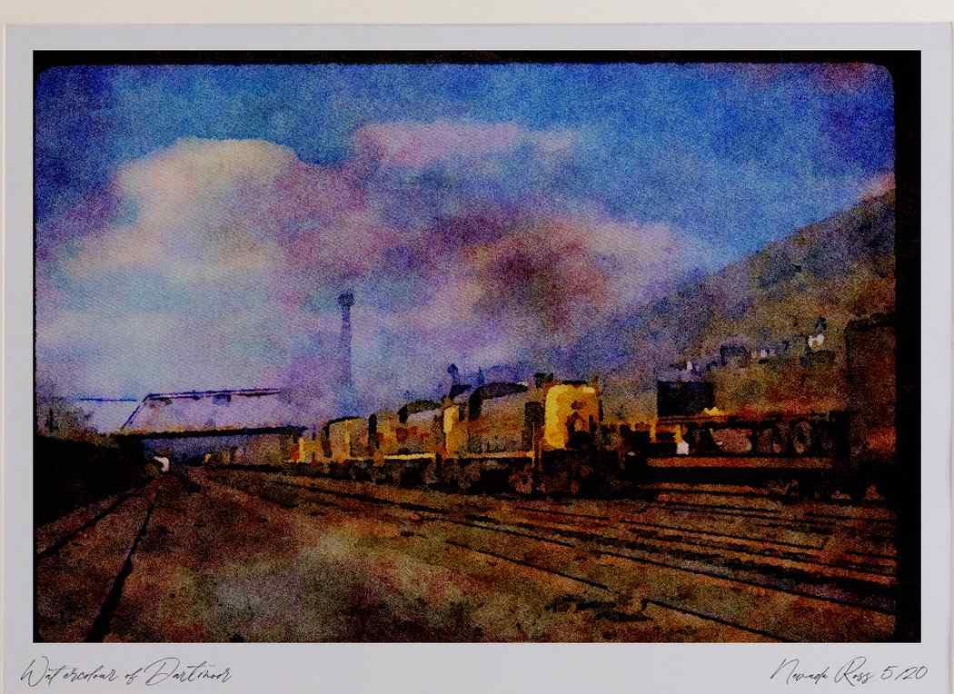Trains USA 351073 E L Alco RS 3 951, With Train, 1969 Watercolour Picture Limited Edition A3