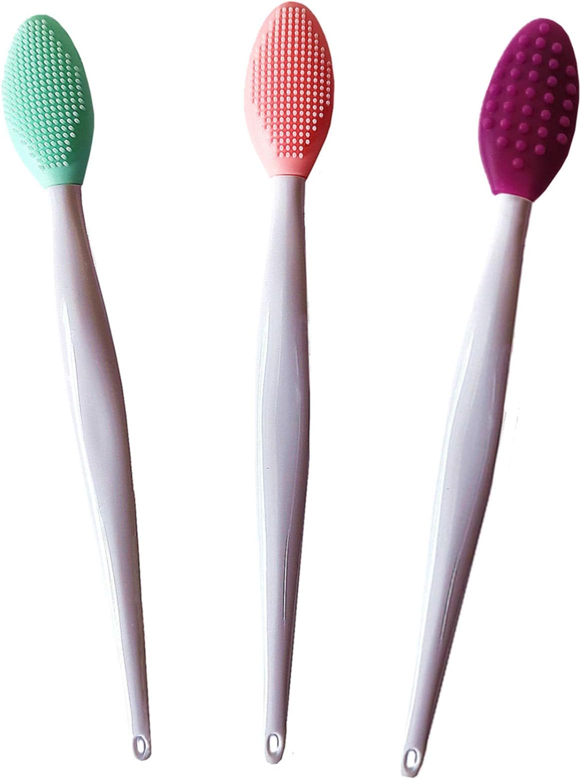 Lip Scrub Brush, Double Sided Silicone Exfoliating Lip Brush, Exfoliating Brush for Men and Women, 3pcs