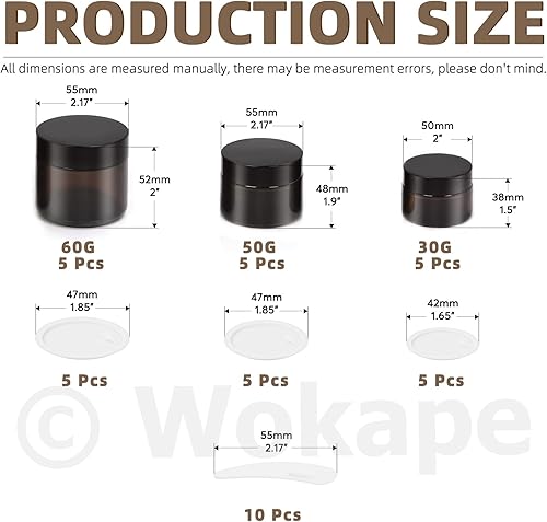 Miniatura 2 de 25Pcs Amber Glass Jars with Liner Lids Spoons Assortment Kit, Leak-proof Round Containers Large Capacity Jars for Cream Lotion Liquid Powder(1oz
