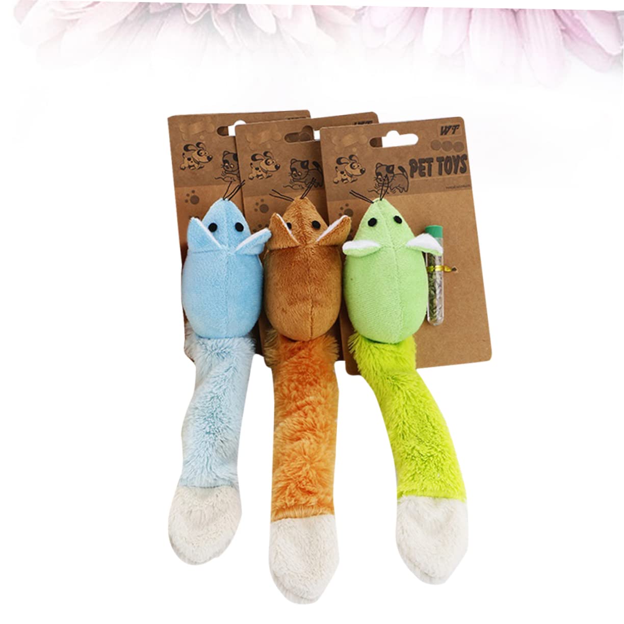 BRIGHTFUFU 3pcs Interactive for Cats Long Tail Cat Teaser Scrump Plush Plush Cat Plush Plush Mouse for Cat Vocalize Cat Mouse