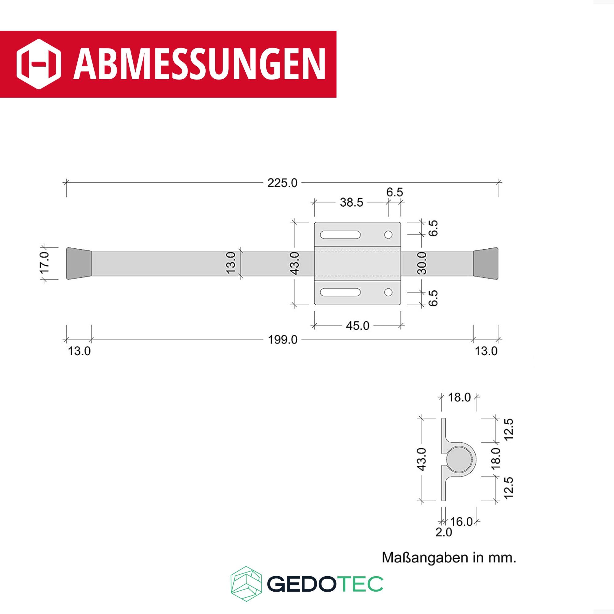 Gedotec Uchwyt do garderoby z aluminium anodowanego w kolorze srebrnym, 1 sztuka, wysuwany wysuwany wieszak na ubrania, długość 225 mm, do przykręcania, wysuwany wieszak na ubrania