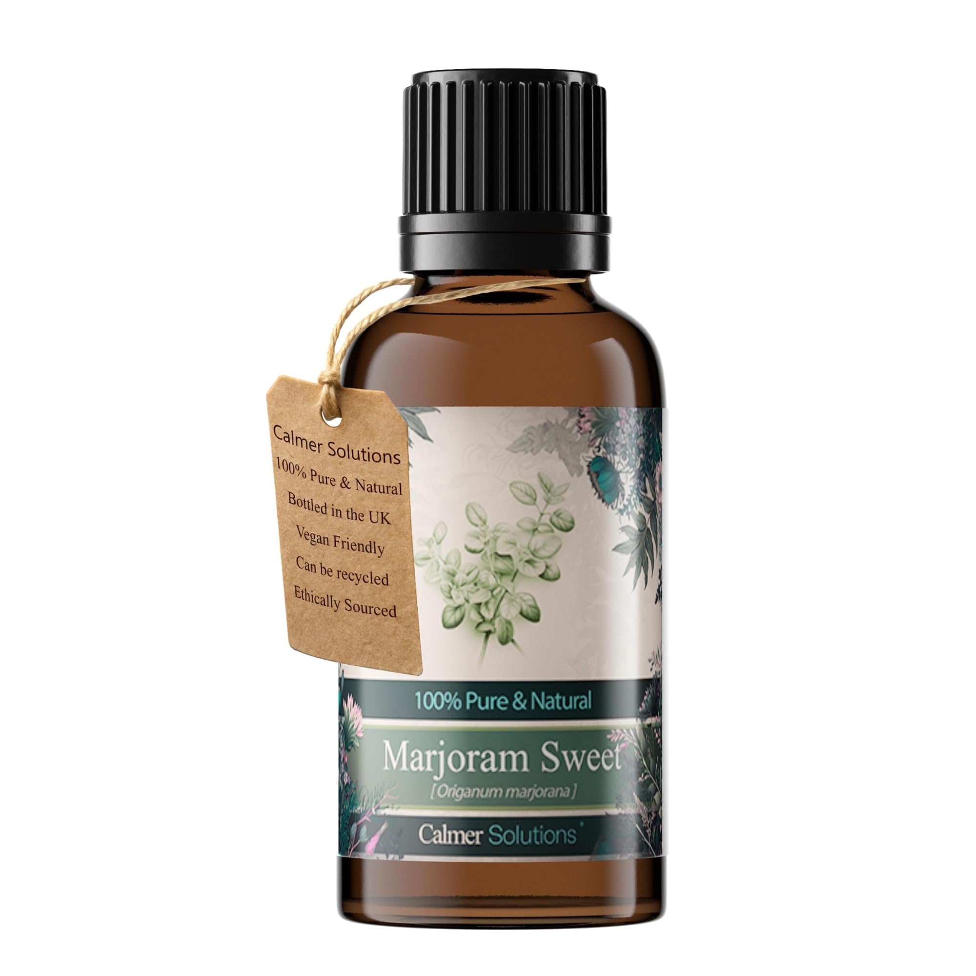 Calmer Solutions Pale Yellow Sweet Marjoram Essential Oil 30Ml - Uk 100% Pure Origanum Majorana Steam Distilled Herbal Aromatherapy Oil - Warm Herbaceous Essential Oil For Diffuser, Blending & Home Fragrance