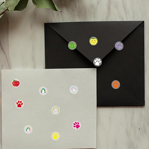 Miniatura 4 de Yeachlaing 2400 calcomanías redondas transparentes de 0.5 pulgadas, mini calcomanías transparentes en forma de pata para profesores, tabla de