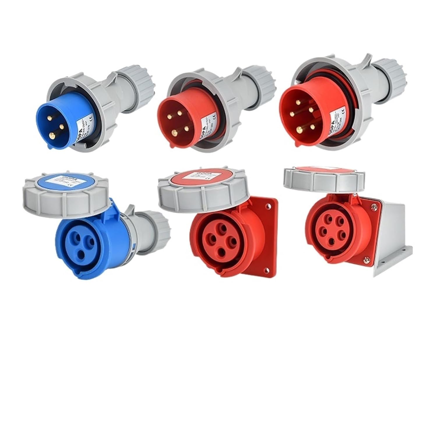 IP67 Industrial Plug and Socket Electrical Connector 3PIN 4PIN 5PIN 16A/32A Waterproof Panel Surface(Connector 4P32A)