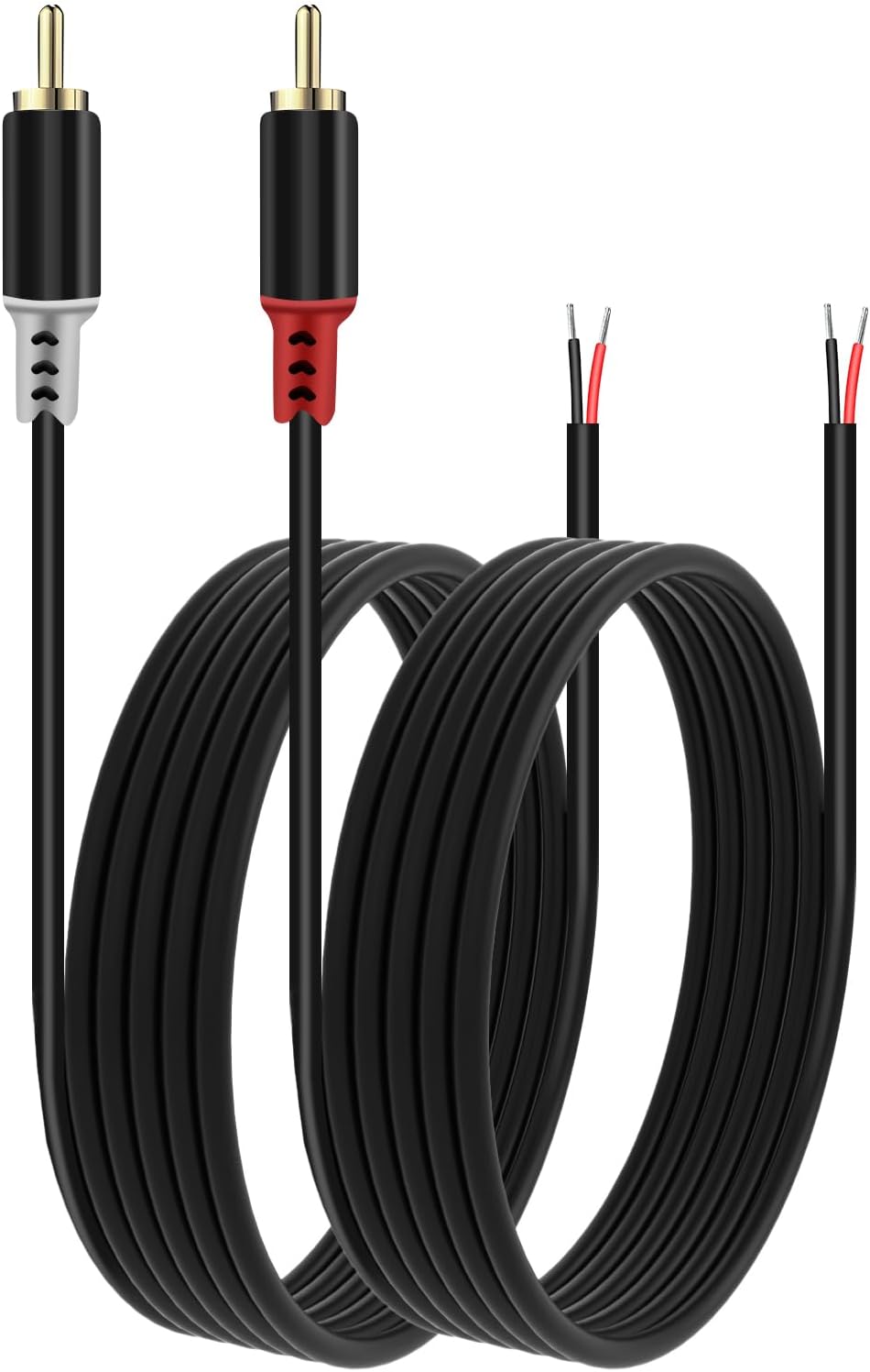 RCA to Speaker Wire Adapter, 2 Bare Wire Speaker Cables to RCA Plug Adapter Repair Speaker Wire for Speaker Amplifier Audio Video AV Receiver TV Subwoofer - 20AWG, 6.6FT