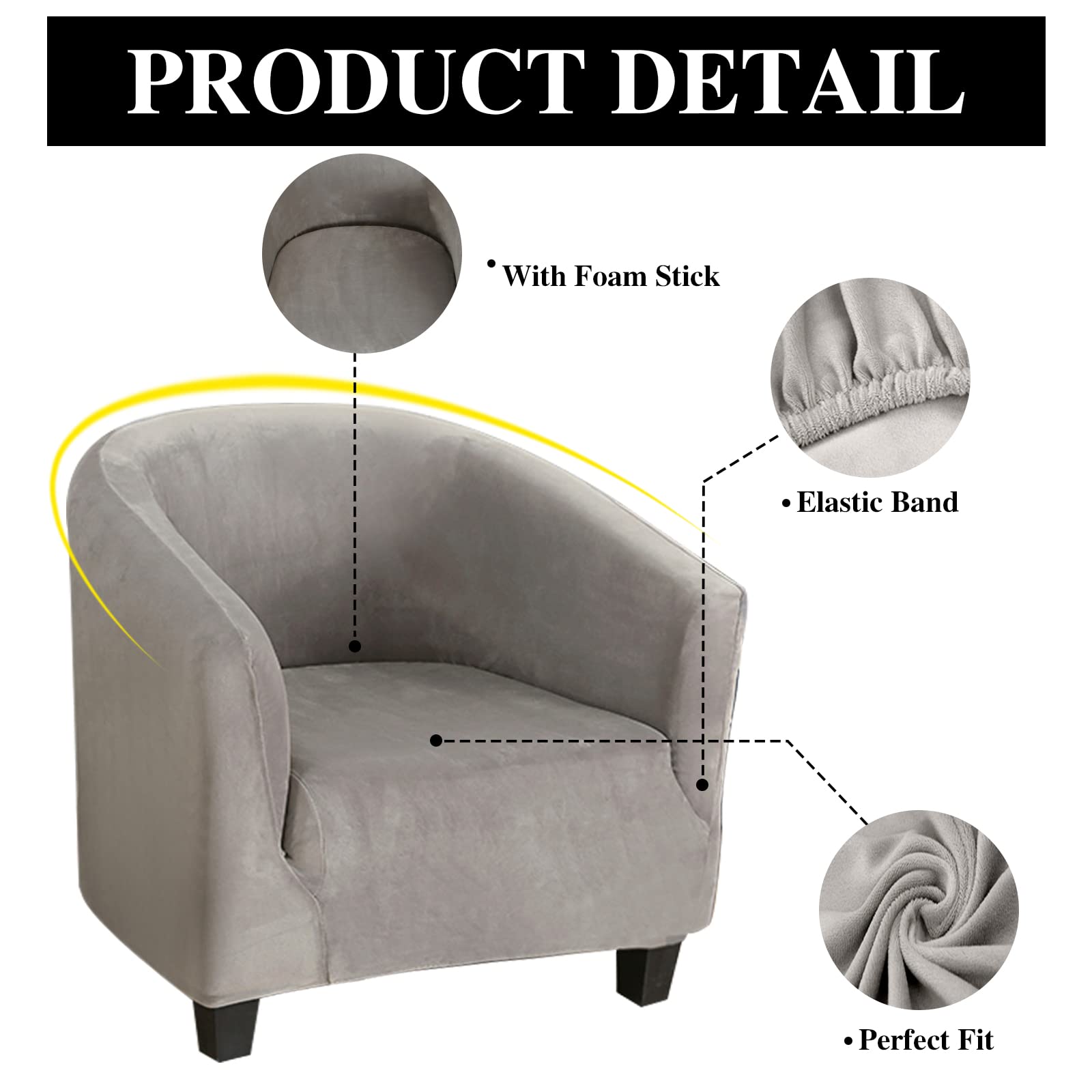 Jaotto Copripoltrona 1 Posto Elasticizato,Fodere Copripoltrona Universale,Copripoltrona da Cocktail Chesterfield Velluto Lavabile Antiscivolo per Bancone Soggiorno Tullsta (Grigio,1 Pezzo)