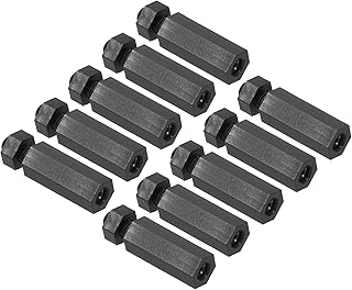 PATIKIL M2.5 Nylon Hex Standoff Screws Nuts, 50 Pack PCB Male Female Threaded Kit for Motherboards, Computer Cases, Circuit Boards, Electronics (12mm+5mm, Black)