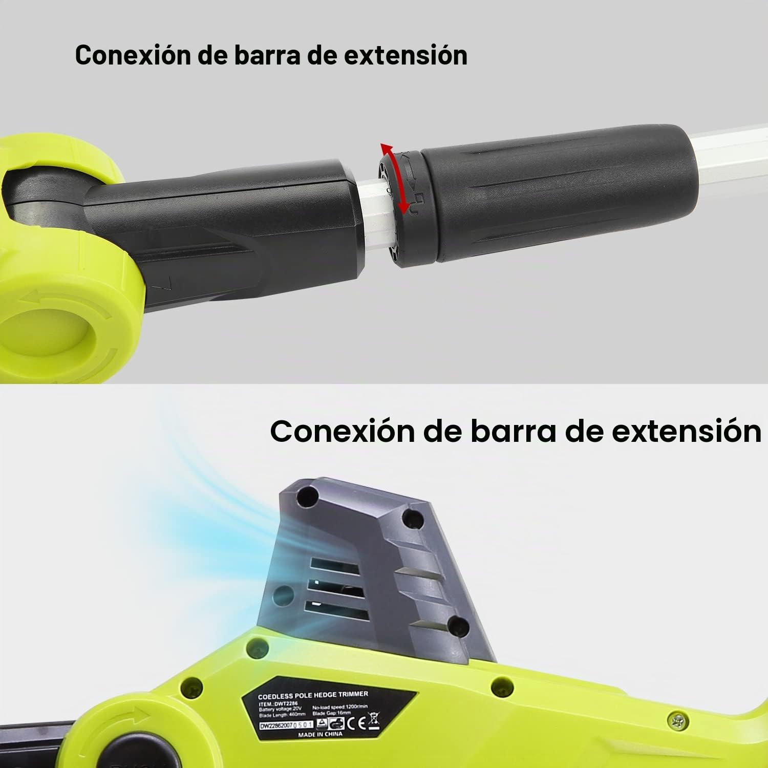 DEWINNER - Cortasetos inalámbricos telescópicos, multifunción, 2 baterías 20 V 2,5 Ah, Cargador, Longitud de Hoja 46 cm, Correa de Alcance..